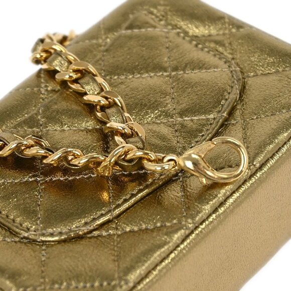 Chanel Metallic Gold Lambskin Classic Flap Micro Bag Pouch 154090 - Picture 5 of 9